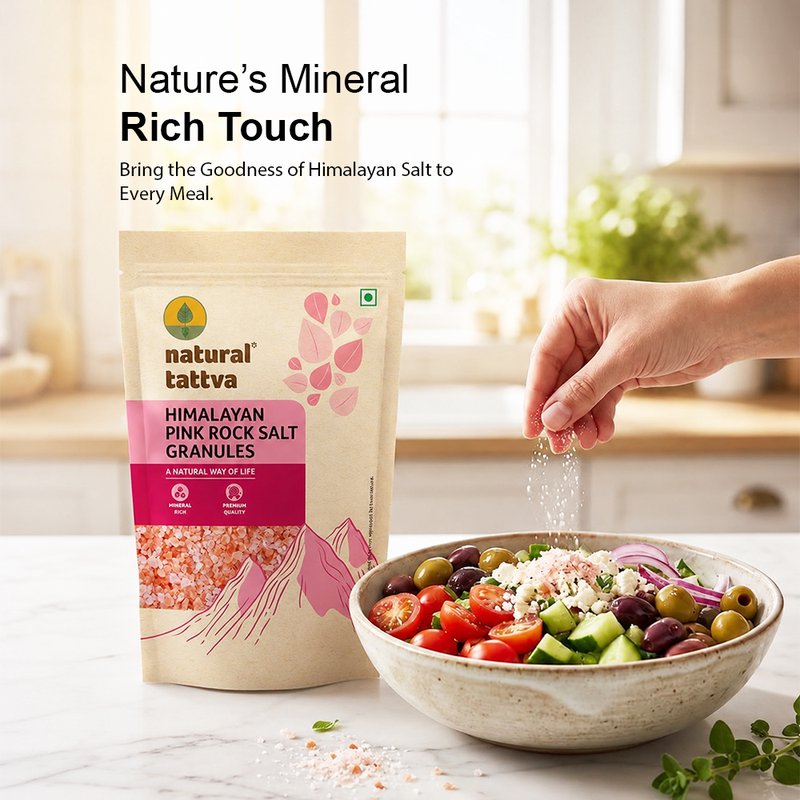 Natural Tattva Himalayan Pink Salt Granules | Pure Pink Rock Salt | Mineral Rich Salt | Natural Spices for Everyday Cooking