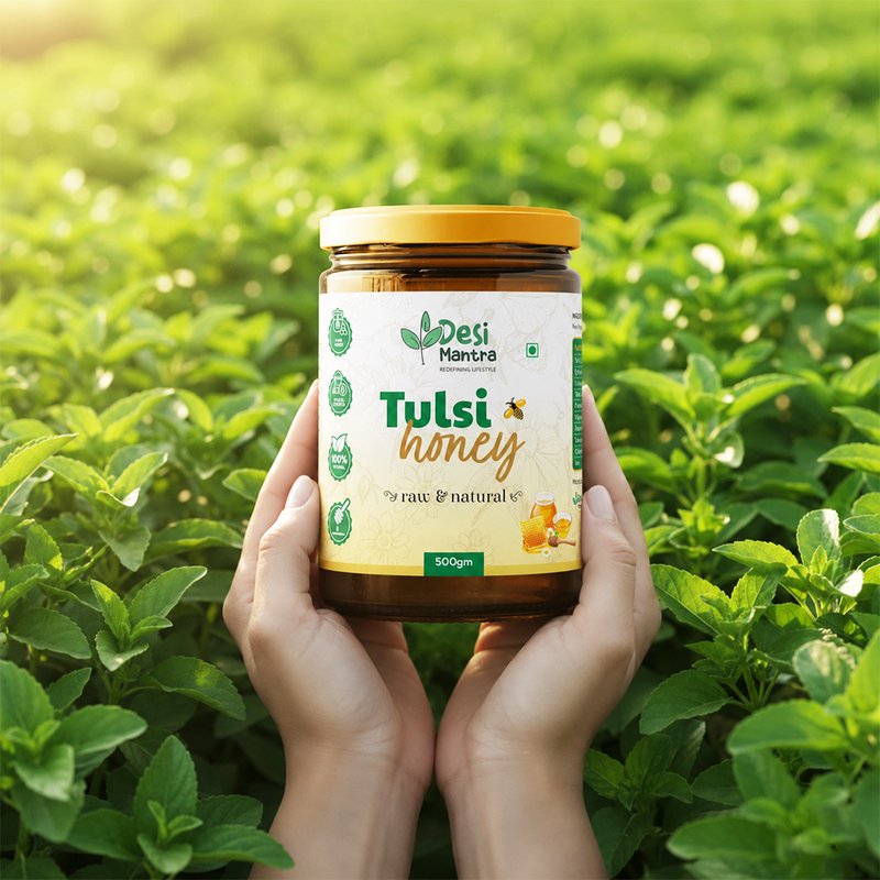 Desi Mantra Tulsi Honey | Pure Raw & Natural Honey Infused with Tulsi Goodness | Unprocessed & Unfiltered | No Added Sugar | Herbal Healthy Sweetener for Daily Wellness thumbnail 3