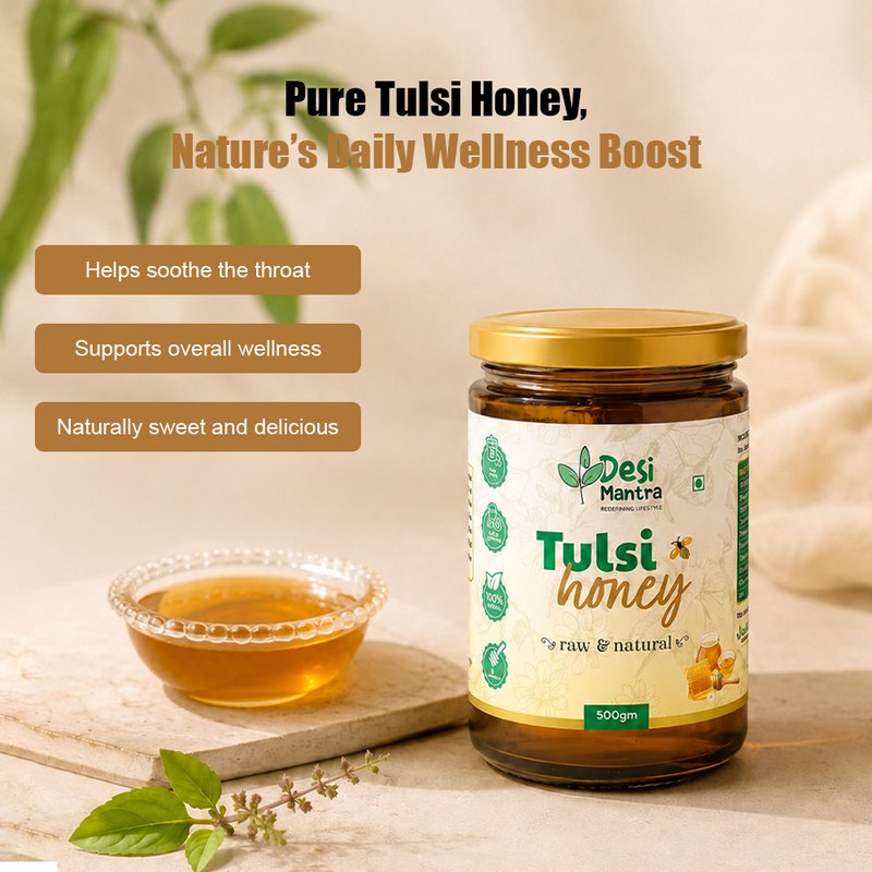 Desi Mantra Tulsi Honey | Pure Raw & Natural Honey Infused with Tulsi Goodness | Unprocessed & Unfiltered | No Added Sugar | Herbal Healthy Sweetener for Daily Wellness thumbnail 4