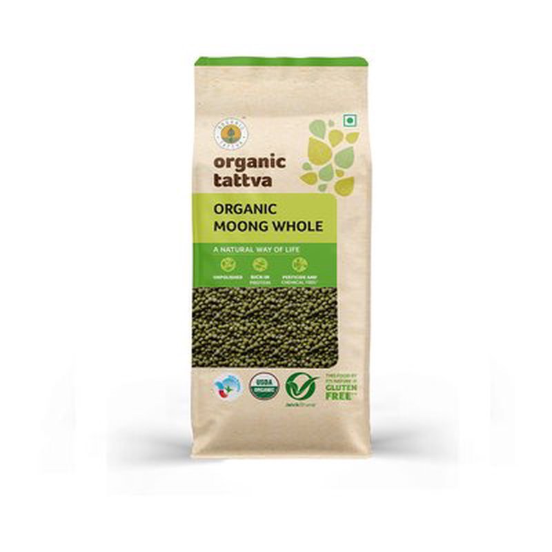 Organic Tattva Whole Moong | Organic Green Gram | Premium Whole Moong Dal | Nutritious Protein-rich Bean For Everyday Cooking