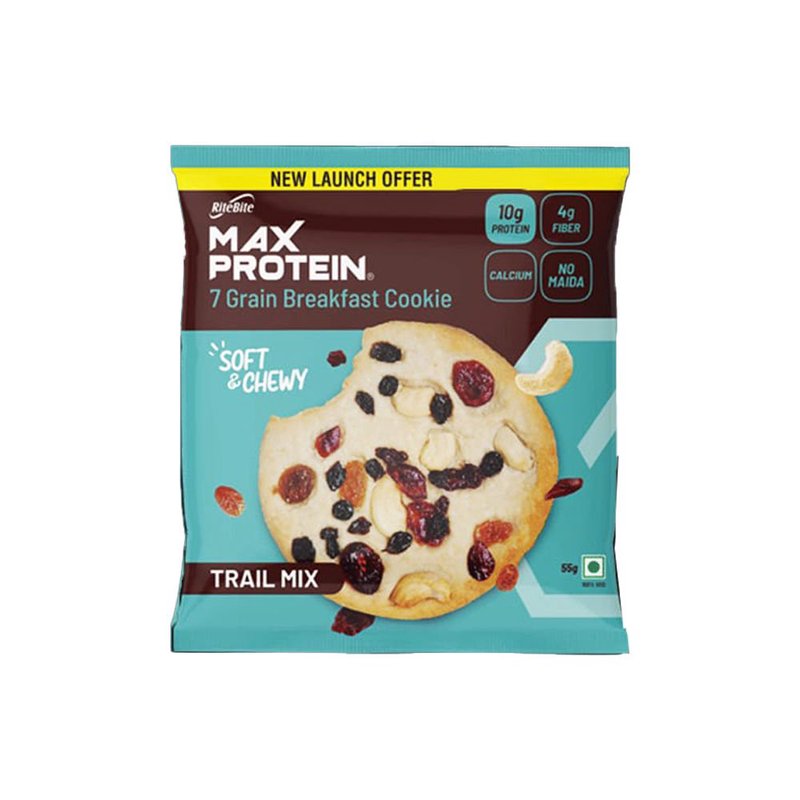 RiteBite Daily 7 Grain Breakfast Cookies Trail Mix | Made with 7 Grains, Nuts & Seeds | High Fibre & Calcium | No Maida | No Preservatives | Crunchy Breakfast & Anytime Snack