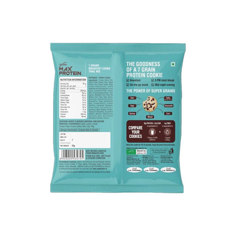 RiteBite Daily 7 Grain Breakfast Cookies Trail Mix | Made with 7 Grains, Nuts & Seeds | High Fibre & Calcium | No Maida | No Preservatives | Crunchy Breakfast & Anytime Snack thumbnail 2