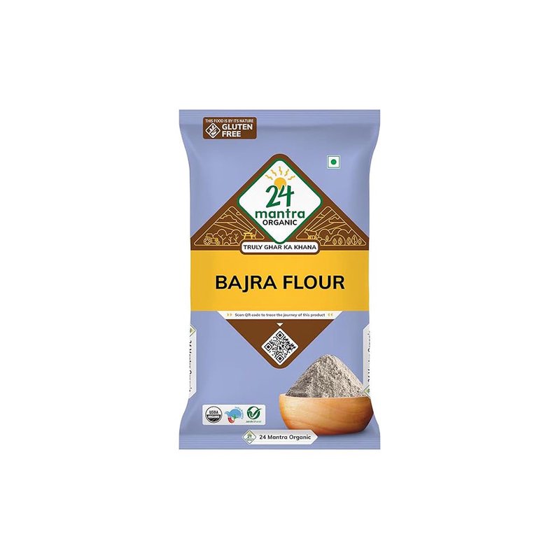 24 Mantra Organic Bajra Flour | Pearl Millet Atta | 100% Organic | Stone Ground Flour | Soft Rotis & Bhakri