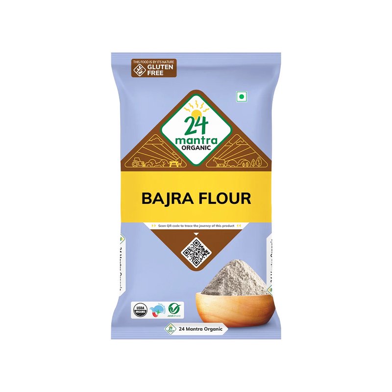 24 Mantra Organic Bajra Flour | Pearl Millet Atta | 100% Organic | Stone Ground Flour | Soft Rotis & Bhakri