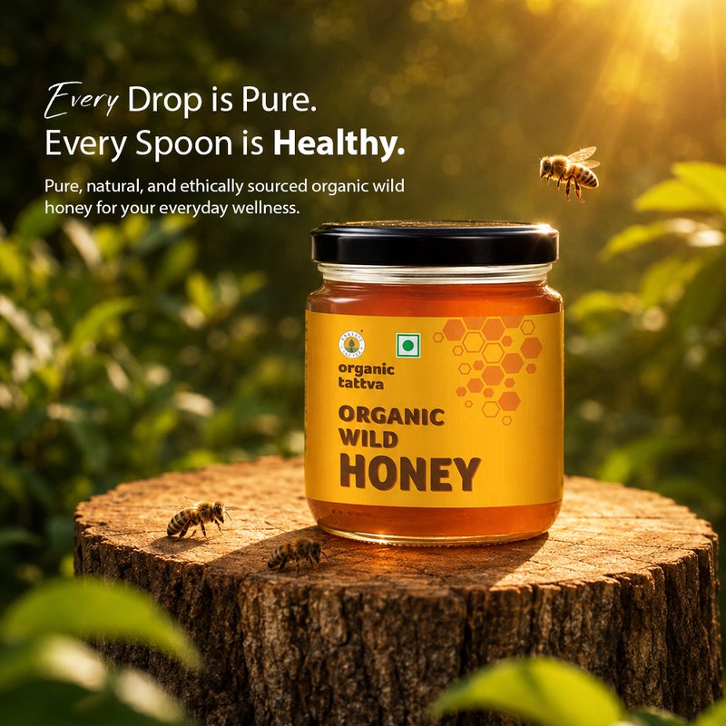 Organic Tattva Wild Forest Honey | 100% Pure Natural Honey | No Processing Wild Honey | Natural Sweetener for Everyday Use