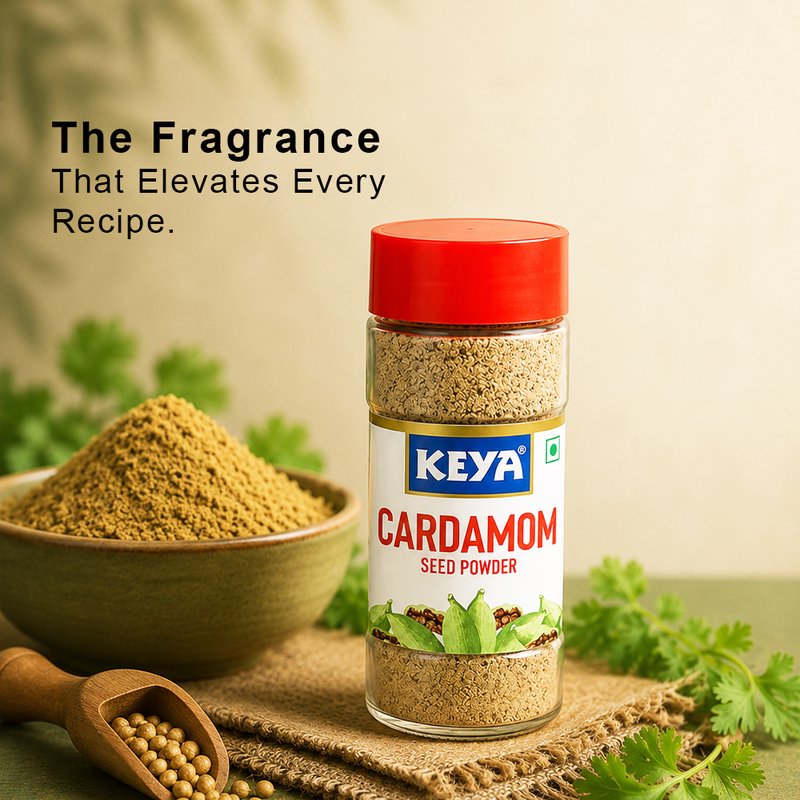 Keya Cardamom Seed Powder | Premium Ground Elaichi Spice | Rich Aroma & Natural Flavor | Perfect for Tea, Desserts, Sweets & Everyday Cooking