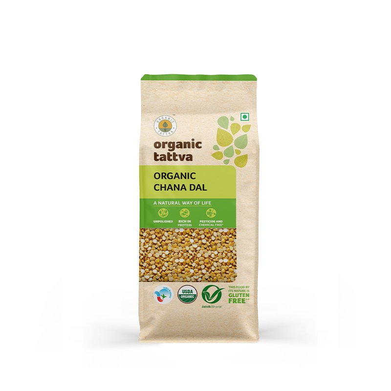 Organic Tattva Chana Dal | Organic Split Bengal Gram | Premium Chana Dal | High Protein Lentils for Indian Cooking