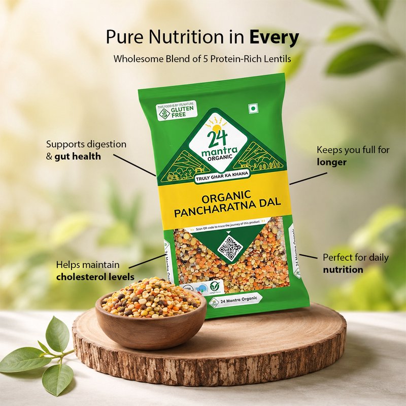 24 Mantra Organic Panchratna Dal | Mixed Dal | Five Lentil Blend | High Protein & Fiber | Premium Organic Indian Pulses