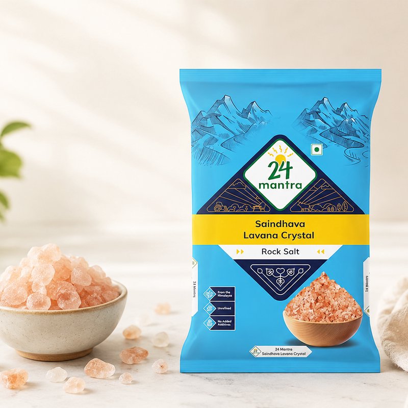 24 Mantra Organic Himalayan Pink Salt Crystals | Natural Rock Salt | Coarse Salt | Ideal for Salt Grinders & Cooking