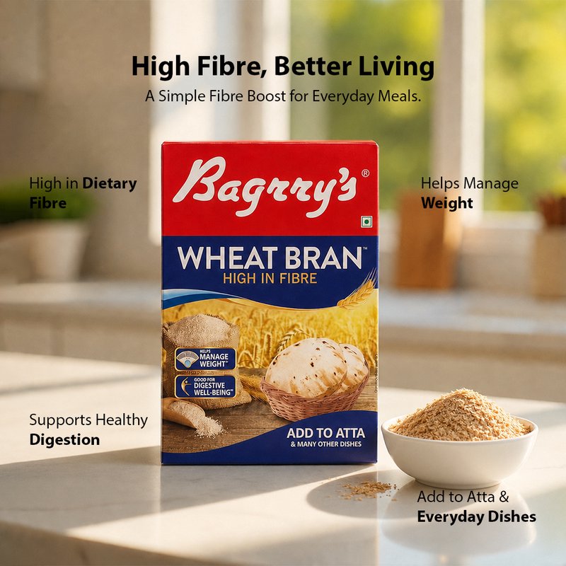 Bagrry's Wheat Bran 500 GM | High Fiber Whole Wheat Bran Cereal | Nutritious Daily Diet Supplement | Perfect for Baking, Breakfast & Healthy Digestion