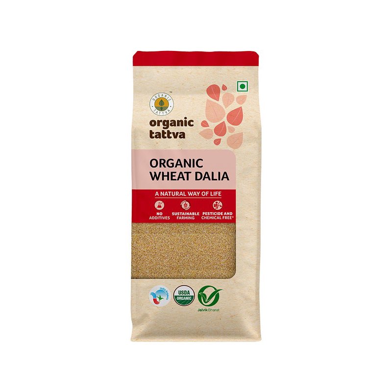 Organic Tattva Wheat Dalia | Organic Broken Wheat | High Fibre Whole Wheat Dalia | Healthy Grain for Daily Cooking