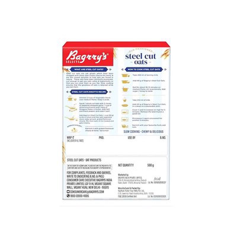 Bagrry's Steel Cut Oats 1.5 KG | Premium Wholegrain Oats Breakfast Cereal | High Fiber & Nutritious Daily Breakfast | Perfect for Porridge, Overnight Oats & Healthy Recipes