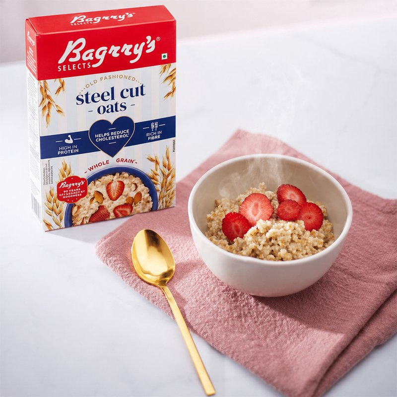 Bagrry's Steel Cut Oats  | Premium Wholegrain Oats Breakfast Cereal | High Fiber & Nutritious Daily Breakfast | Perfect for Porridge, Overnight Oats & Healthy Recipes