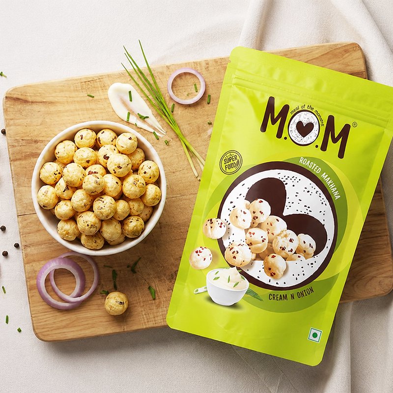 MOM Cream N Onion Makhana 70g | Roasted Fox Nuts | Cream & Onion Flavoured Makhana | Delicious & Healthy Snack Ready to Eat