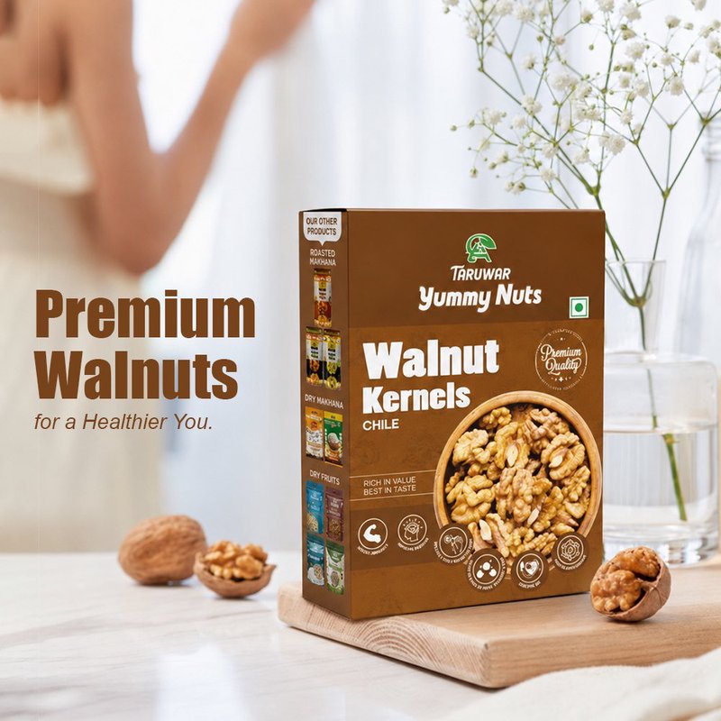 Taruwar Whole Raw Walnuts 250g | Premium Chilean Akhrot Kernels | Omega-3, Protein & Fiber Rich Dry Fruits | Healthy Snack for Brain Health, Heart Health & Daily Nutrition | Natural & Crunchy Walnuts thumbnail 3