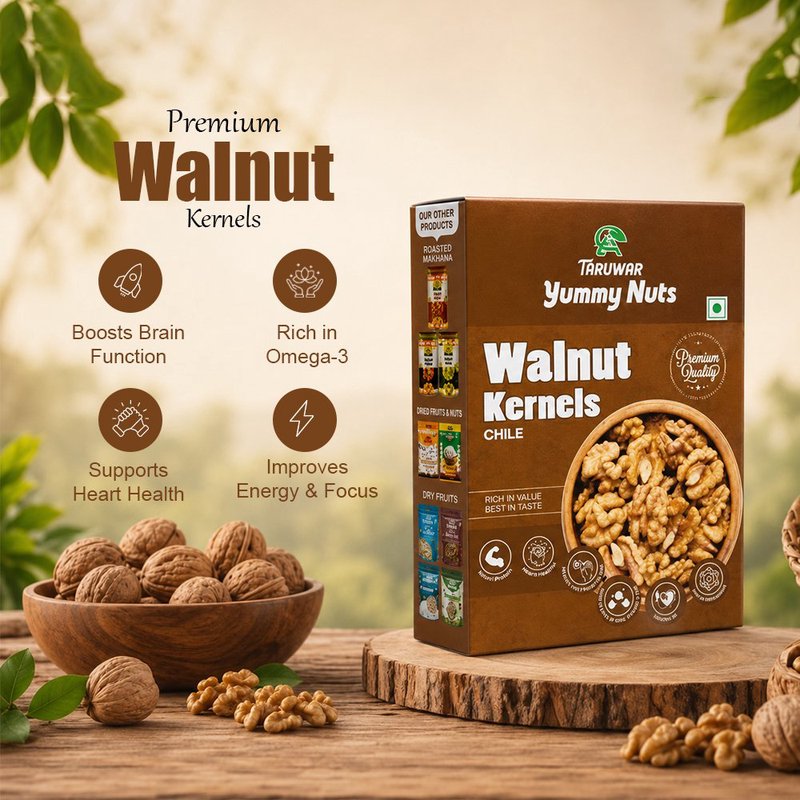 Taruwar Whole Raw Walnuts 250g | Premium Chilean Akhrot Kernels | Omega-3, Protein & Fiber Rich Dry Fruits | Healthy Snack for Brain Health, Heart Health & Daily Nutrition | Natural & Crunchy Walnuts thumbnail 5