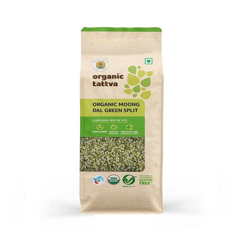 Organic Tattva Green Moong Dal Split | Organic Split Green Gram | Premium Chilka Moong Dal | Protein-Filled Dal for Everyday Cooking