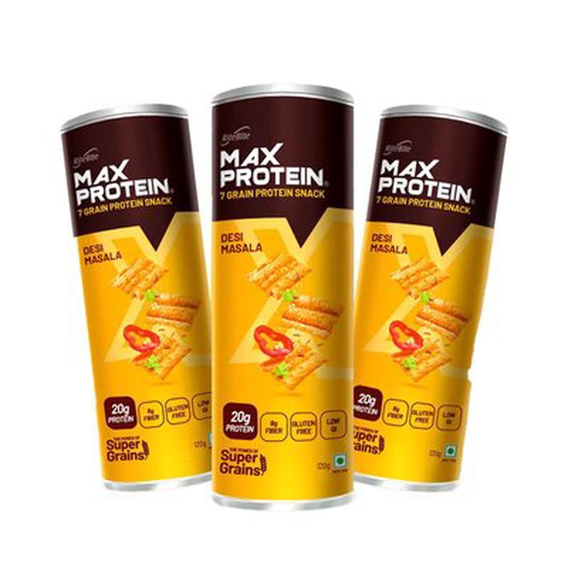 RiteBite Namkeen Desi Masala | 7 Grain Protein Snack | High Protein | Made with 7 Nutritious Grains | Crispy & Crunchy | Ready-to-Eat | 100% Vegetarian | 60g