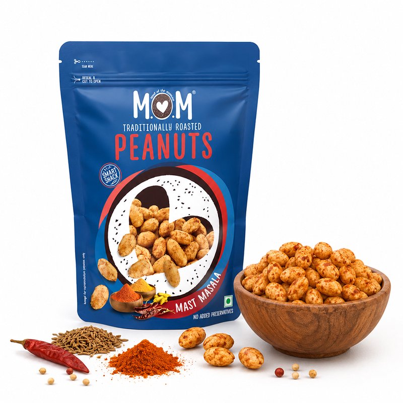 MOM Roasted Mast Masala Peanuts 140g | Masala Roasted Peanuts | Ready to Eat Snack | Family Pack