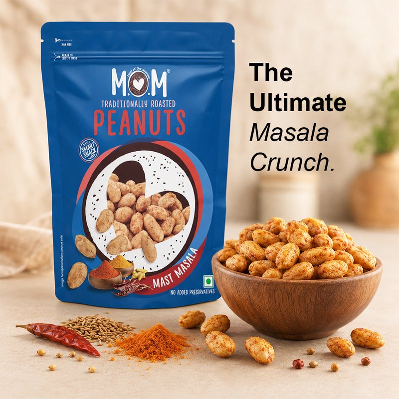MOM Roasted Mast Masala Peanuts 140g | Masala Roasted Peanuts | Ready to Eat Snack | Family Pack