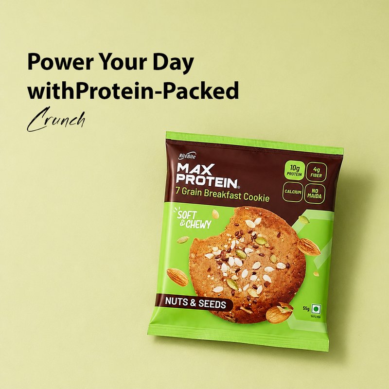 RiteBite Daily 7 Grain Breakfast Cookies Nuts & Seeds (Pack of 1) | Made with 7 Grains, Mixed Nuts & Seeds | High Fibre & Calcium | No Maida | No Preservatives | Crunchy Breakfast & Anytime Snack