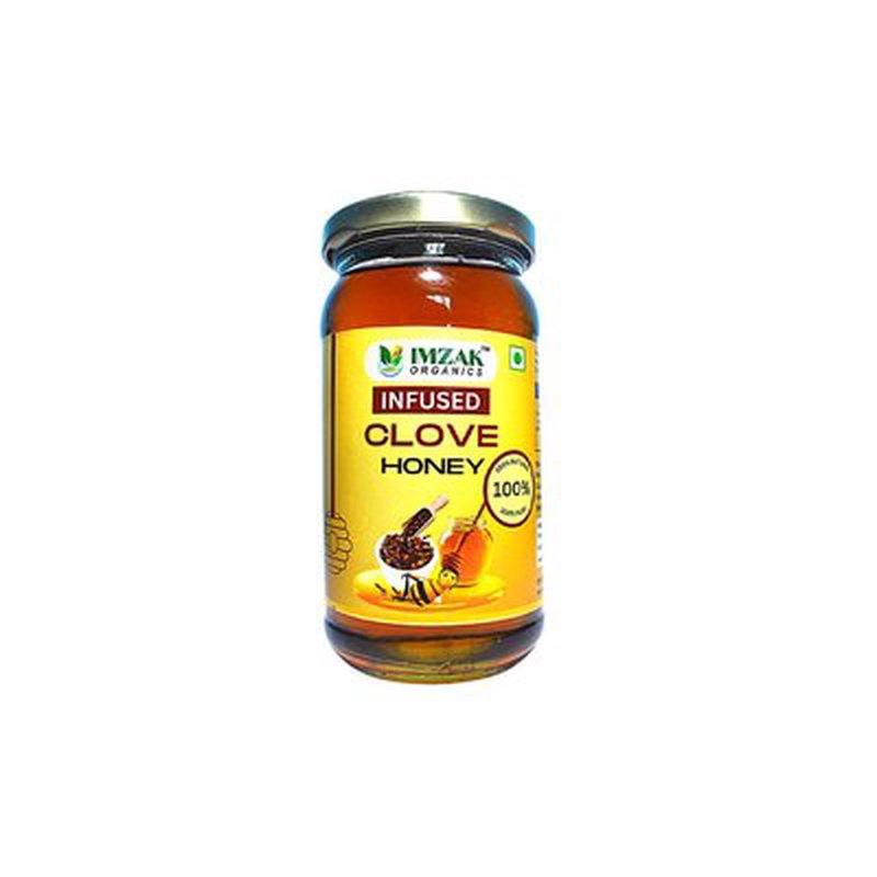 Imzak Infused Clove Honey | Pure Raw & Natural Honey with Clove Goodness | Herbal Honey Rich in Antioxidants & Natural Enzymes | Healthy Sweetener for Immunity, Digestion, Sore Throat & Daily Wellness | Unprocessed Honey