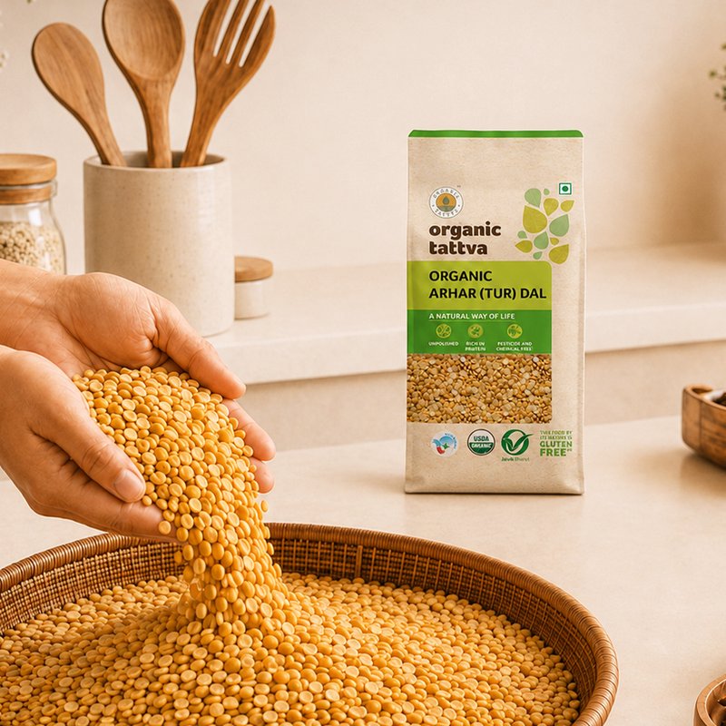 Organic Tattva Arhar (Tur) Dal | Organic Toor Dal | Super Split Pigeon Pea | Highly Nutritious Dal for Daily Preparations