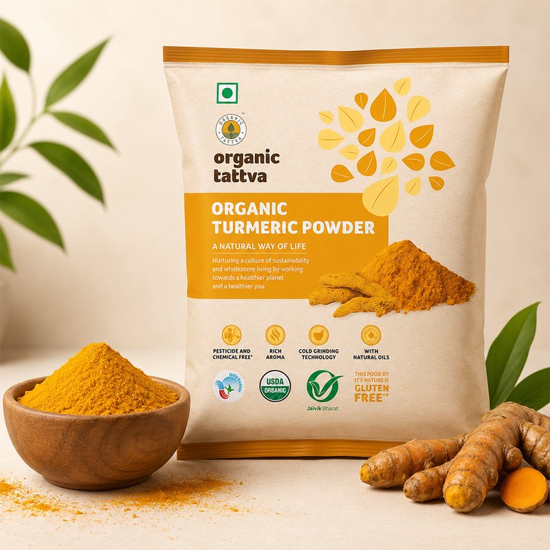 Organic Tattva Turmeric Powder | Organic Haldi Powder | Top Quality Ground Turmeric | Fragrant Spice for Daily Recipes