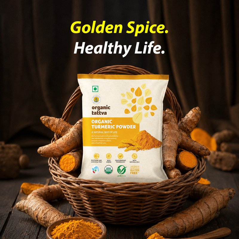 Organic Tattva Turmeric Powder | Organic Haldi Powder | Top Quality Ground Turmeric | Fragrant Spice for Daily Recipes