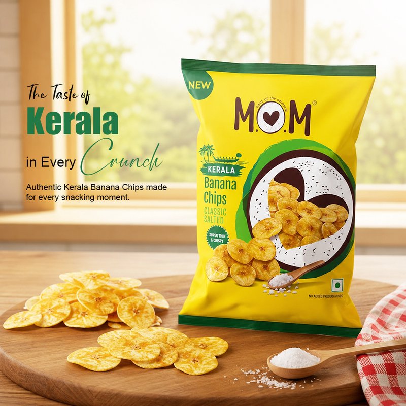 MOM Classic Salted Banana Chips | 75g Each | Kerala Style Banana Chips | Super Thin & Crispy | Cholesterol Free | No Artificial Flavours | Zero Trans Fat