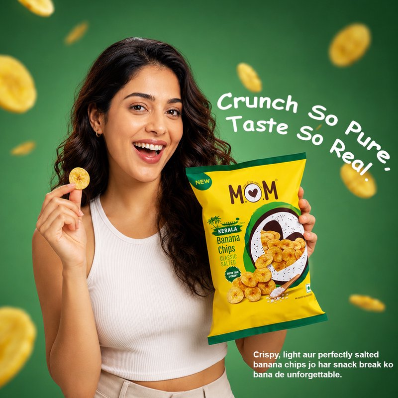 MOM - Meal of the Moment, Masala Banana Chips (Pack of 4), 75g each / 80g each, Cholesterol Free | Super Thin & Crispy | No Artifical Flavours | Zero Trans Fat