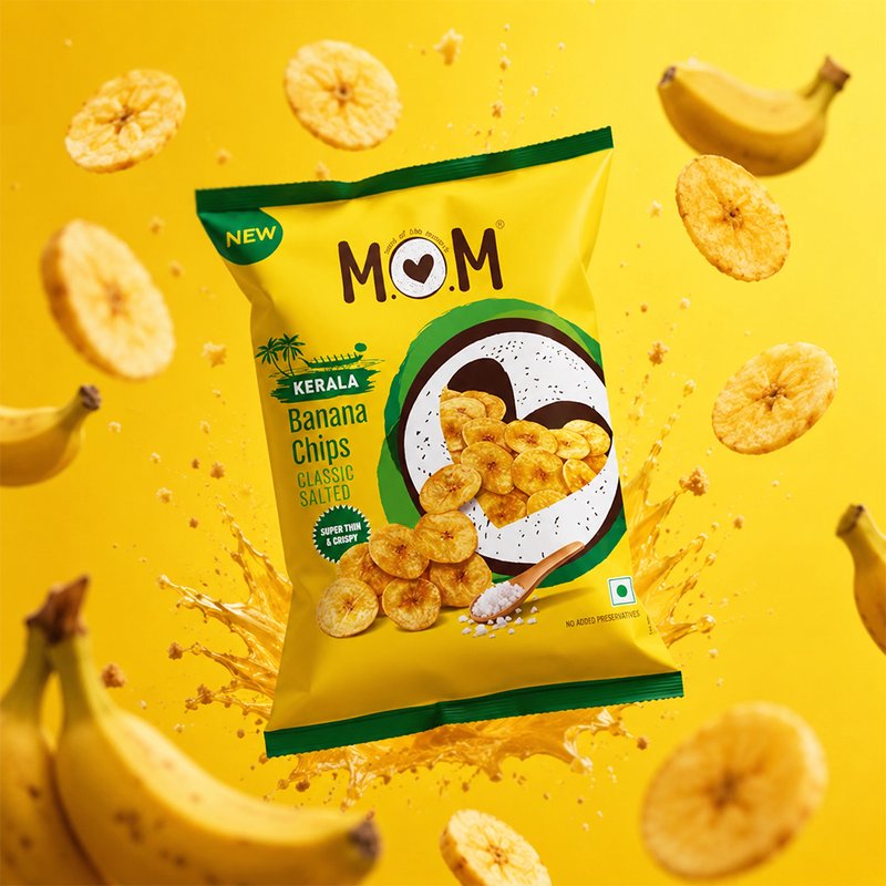 MOM - Meal of the Moment, Masala Banana Chips (Pack of 4), 75g each / 80g each, Cholesterol Free | Super Thin & Crispy | No Artifical Flavours | Zero Trans Fat