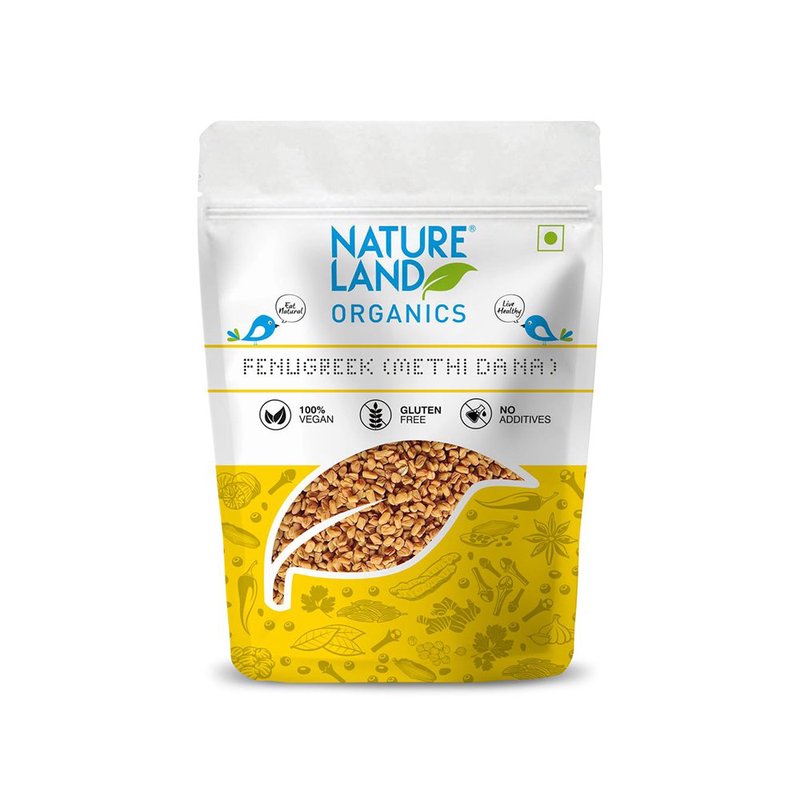 Natureland Organics Fenugreek Seeds 500g | 100% Organic Methi Dana | Fibre-Rich Whole Fenugreek for Tempering, Pickles, Spice Blends & Everyday Cooking