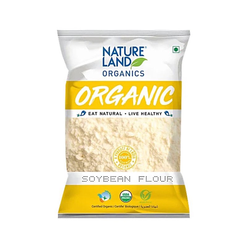 Natureland Organics Soyabean Flour 500g | 100% Organic Soya Flour | High Protein Flour for Rotis, Baking, Multigrain Atta & Everyday Cooking