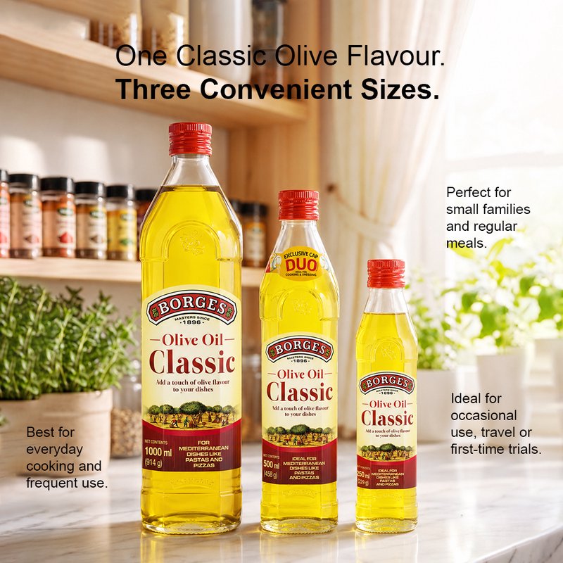 Borges Classic Olive Oil | Versatile Olive Oil for Everyday Cooking | Smooth & Mild Flavour | Ideal for Frying, Sautéing, Roasting & Grilling | PET Bottle