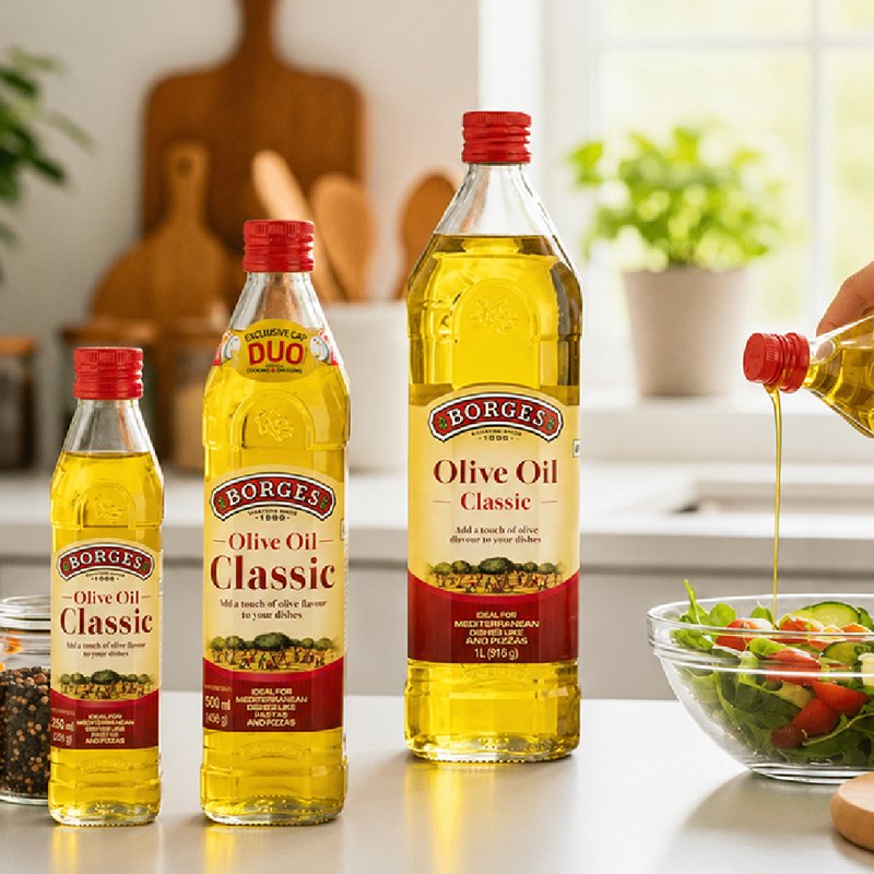 Borges Classic Olive Oil | Versatile Olive Oil for Everyday Cooking | Smooth & Mild Flavour | Ideal for Frying, Sautéing, Roasting & Grilling | PET Bottle