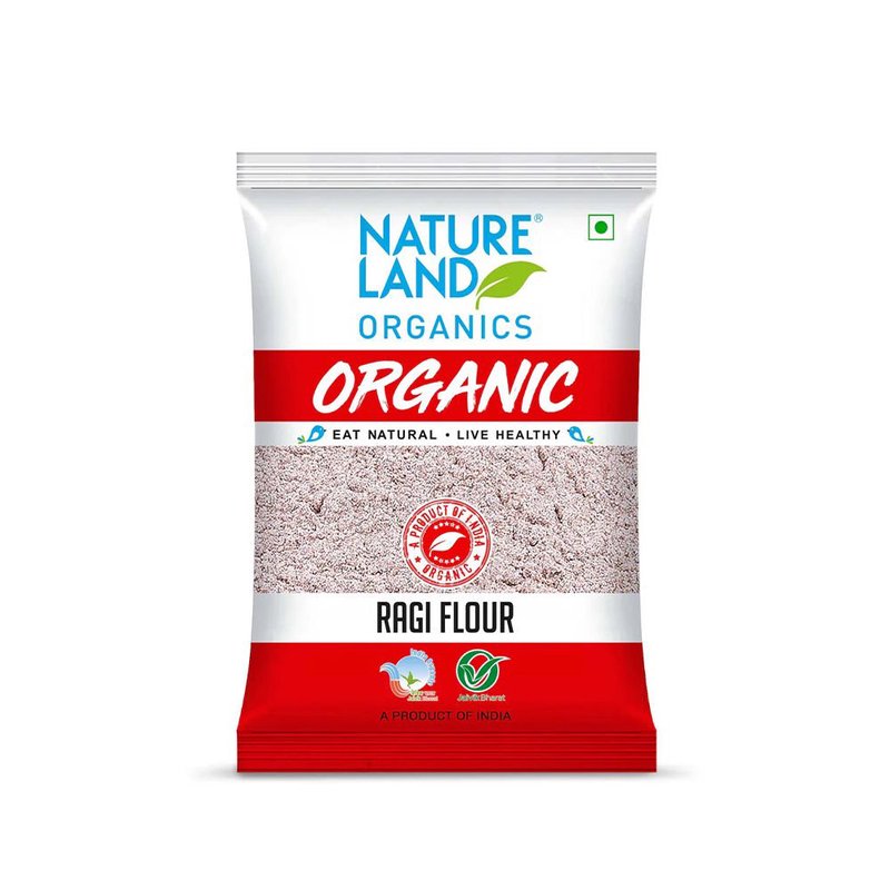 Natureland Organics Ragi Flour 500g | 100% Organic Finger Millet Flour | Naturally Rich in Calcium & Fibre for Rotis, Dosa, Porridge & Baking