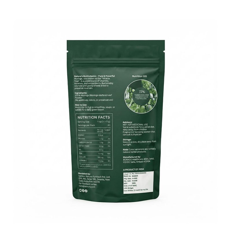 Sanoura Moringa Powder | 100% Pure Natural Superfood Powder | Rich in Vitamins, Iron & Antioxidants | Supports Immunity, Energy & Daily Wellness | Herbal Moringa Supplement for Healthy Lifestyle & Nutrition thumbnail 2