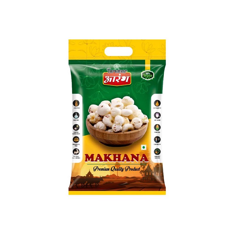 Taruwar Aarambh Makhana 250g Pouch | Premium 4+ Suta Plain Fox Nuts | Gluten-Free Superfood Snack | High Protein, Low Calorie & Fiber Rich Makhana | Healthy Roasted Snack for Daily Nutrition & Weight Management