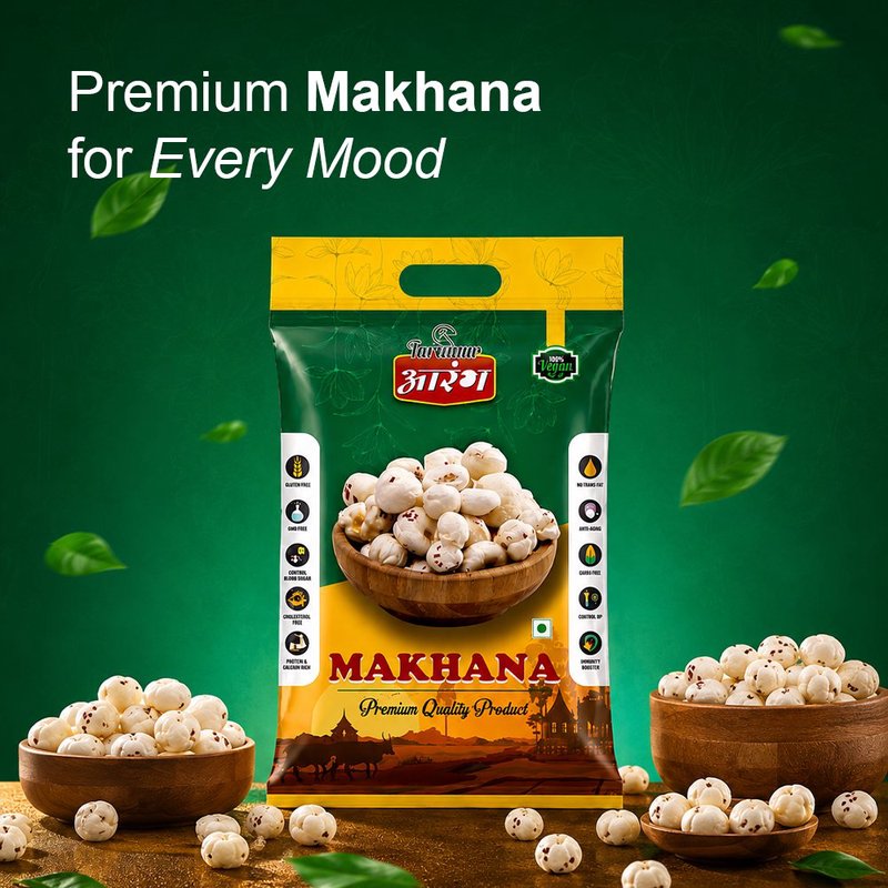 Taruwar Aarambh Makhana 250g Pouch | Premium 4+ Suta Plain Fox Nuts | Gluten-Free Superfood Snack | High Protein, Low Calorie & Fiber Rich Makhana | Healthy Roasted Snack for Daily Nutrition & Weight Management thumbnail 3