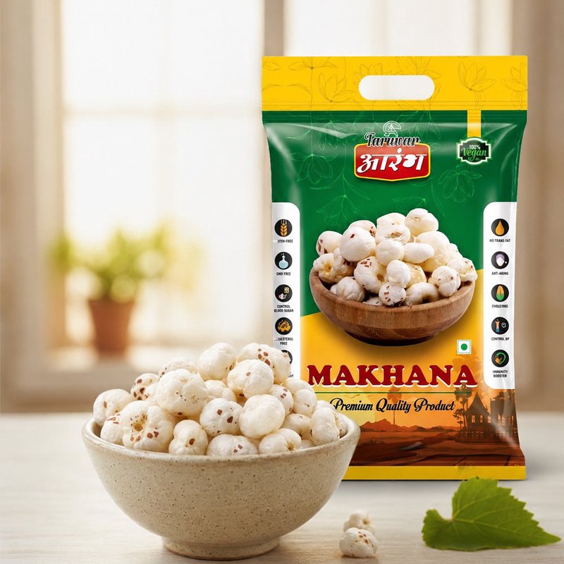 Taruwar Aarambh Makhana 250g Pouch | Premium 4+ Suta Plain Fox Nuts | Gluten-Free Superfood Snack | High Protein, Low Calorie & Fiber Rich Makhana | Healthy Roasted Snack for Daily Nutrition & Weight Management thumbnail 5