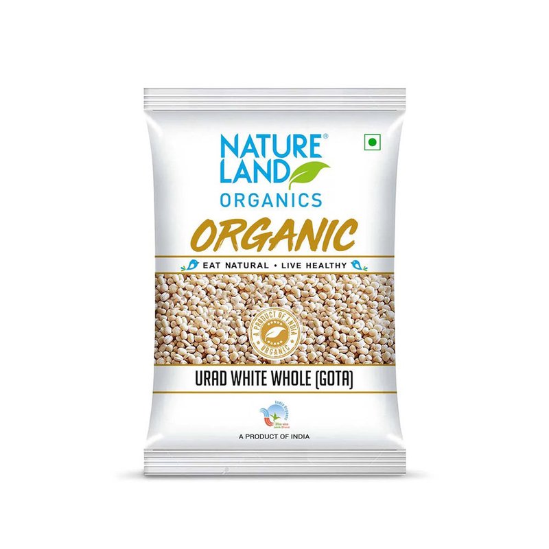 Natureland Organics Urad White Whole (Gota) 500g | 100% Organic Whole White Urad Dal | Protein & Fibre Rich Lentils | Ideal for Dal, Dosa, Idli & Traditional Recipes