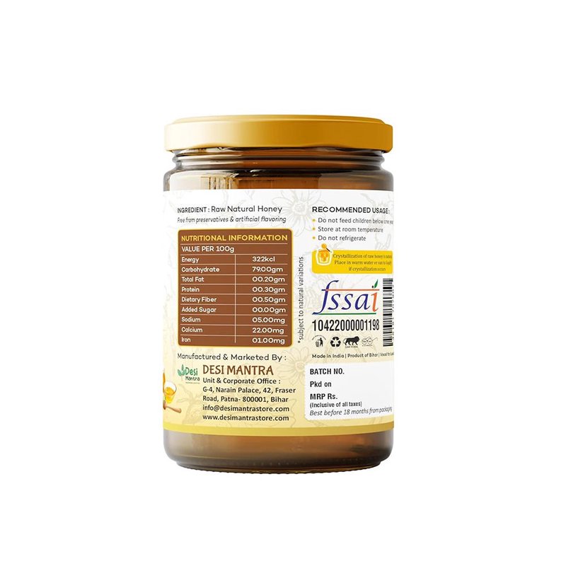 Desi Mantra Wild Forest Honey | Pure Forest-Sourced Natural Honey | No Artificial Sugar Added | Raw, Unfiltered & Naturally Rich | Perfect for Tea, Breakfast & Healthy Living thumbnail 2