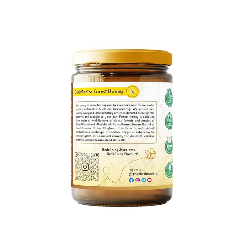 Desi Mantra Wild Forest Honey | Pure Forest-Sourced Natural Honey | No Artificial Sugar Added | Raw, Unfiltered & Naturally Rich | Perfect for Tea, Breakfast & Healthy Living thumbnail 3