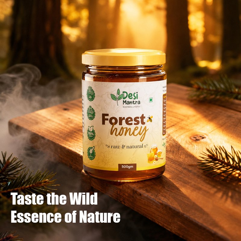 Desi Mantra Wild Forest Honey | Pure Forest-Sourced Natural Honey | No Artificial Sugar Added | Raw, Unfiltered & Naturally Rich | Perfect for Tea, Breakfast & Healthy Living thumbnail 4