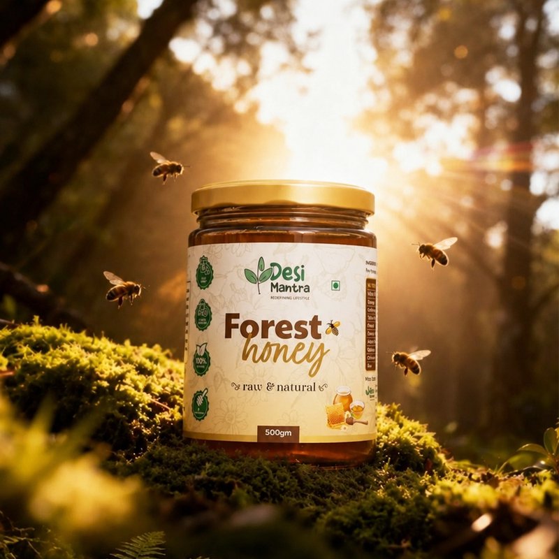 Desi Mantra Wild Forest Honey | Pure Forest-Sourced Natural Honey | No Artificial Sugar Added | Raw, Unfiltered & Naturally Rich | Perfect for Tea, Breakfast & Healthy Living thumbnail 6