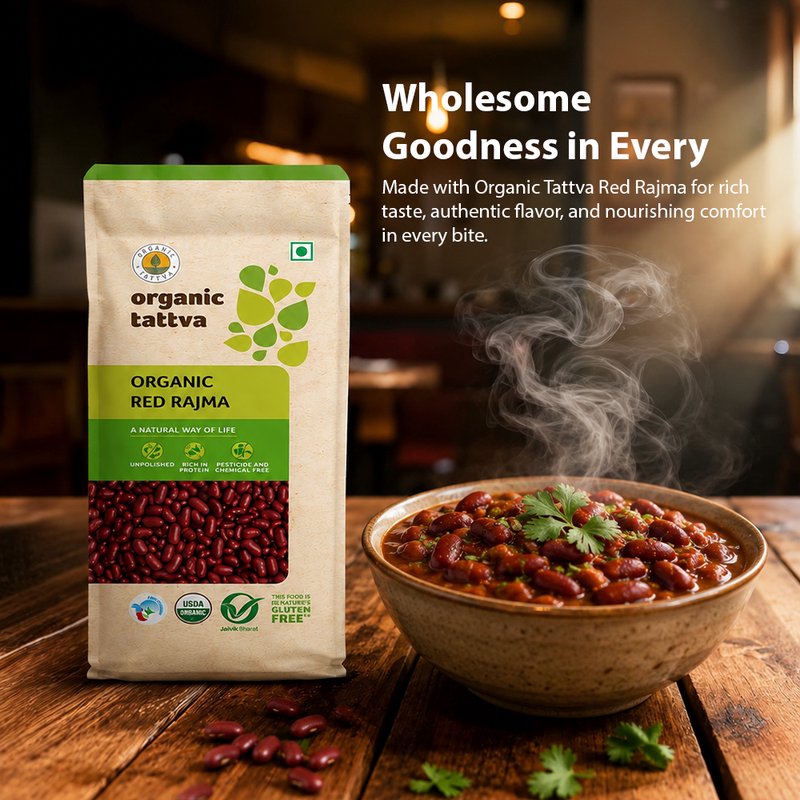 Organic Tattva Red Rajma | Organic Red Kidney Beans | High Quality Rajma | Protein and Fibre Rich Legumes for Every Day Recipes