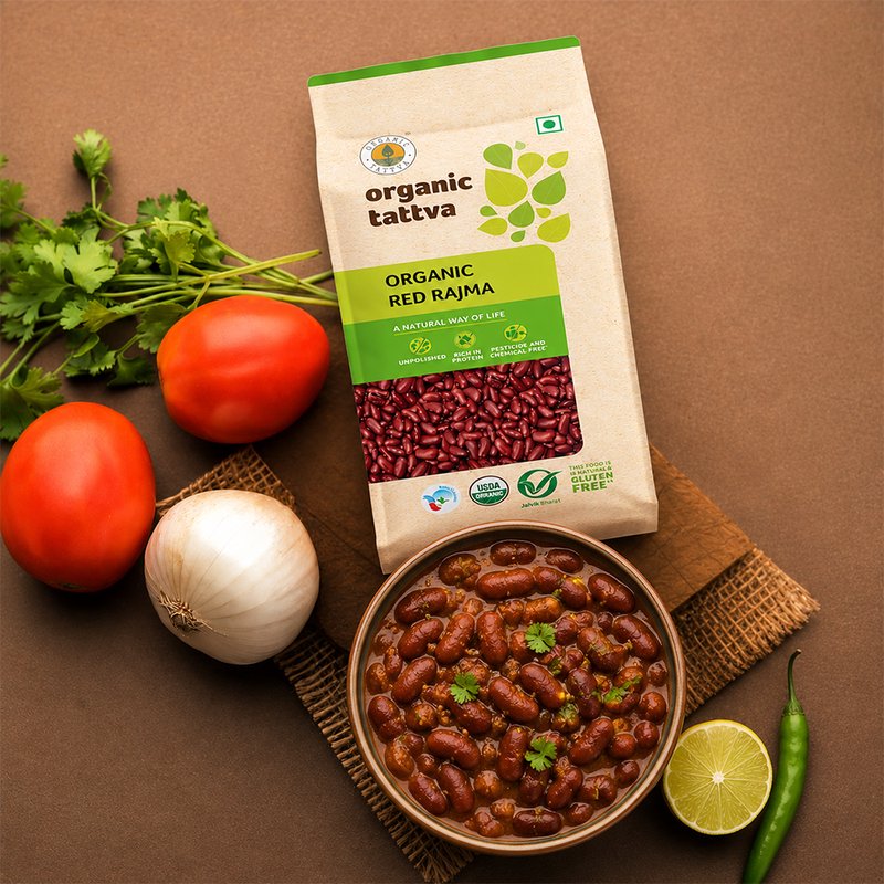 Organic Tattva Red Rajma | Organic Red Kidney Beans | High Quality Rajma | Protein and Fibre Rich Legumes for Every Day Recipes