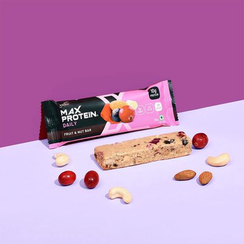 RiteBite Max Protein Daily Fruit & Nut Bar | 10g Protein & 5g Fibre | Almonds, Cranberries, Black Currants, Raisins, and Watermelon Seeds | Fortified with Vitamins A, C, and E and Omega-3 | No Preservatives Added