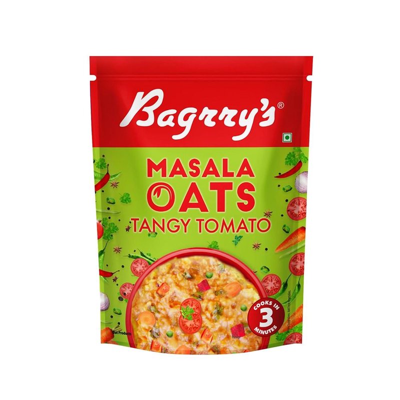 Bagrry’s Masala Oats Tangy Tomato | Instant Savory Oats Meal | High Fiber Healthy Breakfast & Snack | Delicious Tangy Tomato Flavor for Quick Daily Nutrition